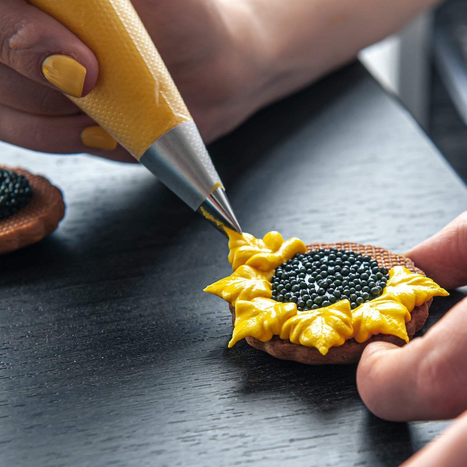 Cake decorating nozzles with piping bag