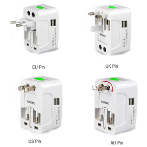 All-in-One Universal Worldwide Travelling AC Adaptor Plug (AU / UK / US / EU) International Power Charger Electric USB Power Plug Socket Adapter Converter (1 Pc)