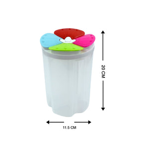 Transparent airtight container for food with 4 sections