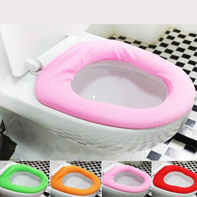 Bathroom Soft Thicker Warmer Stretchable Washable Cloth Toilet Seat Cover Pads (1pc)