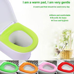 Bathroom Soft Thicker Warmer Stretchable Washable Cloth Toilet Seat Cover Pads (1pc)