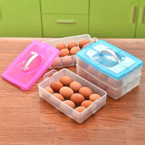 Plastic egg container with 24 grids and a double-layer design for efficient egg storage