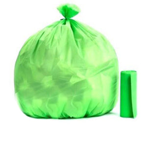 Environmentally safe green trash bags for home use (19" x 21").