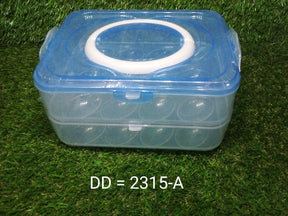 Double-layer egg box with 24 compartments for secure and efficient egg storage in the fridge