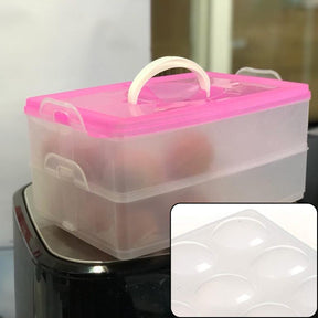 Double-layer plastic egg storage box with 24 grids, designed for organizing eggs