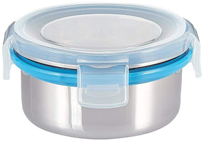 Leakproof lunch box set with stainless steel containers and a bottle.