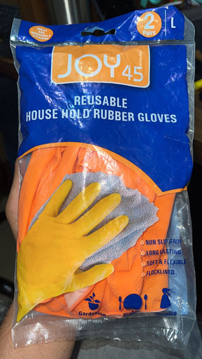 Large orange gloves with reinforced grip