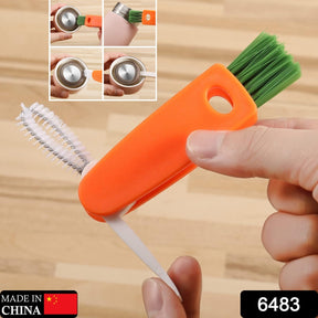 3 in 1 Multifunctional Cleaning Brush Mini Glass Cover Cleaning Brush Bottle Cleaning Brush Set Cup Cleaner Brush Bottle Cap Detail Brush for Bottle Cup Cover Lid Home Kitchen Washing Tool (1 Pc)